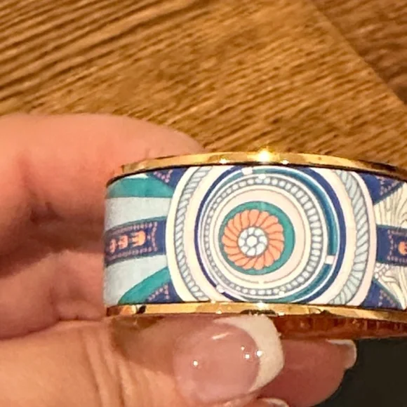 Hermes Gold and Blue Women's Cuff Bracelet - Picture 7 of 11